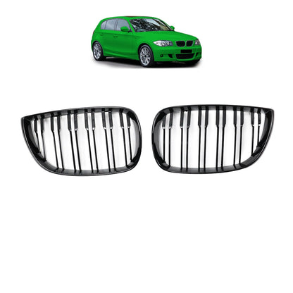 Sportgrill Hochglanz Schwarz Dual Line passend für BMW 1er E81 E87 2004-2007