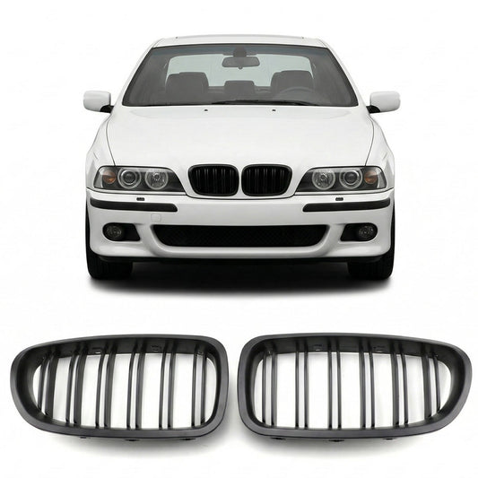 Frontgrill Dual Line Matt Schwarz passend für BMW 5er E39 1995-2003