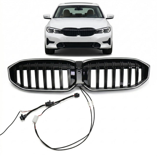 LED Einzelstreben Hochglanz Schwarz Grill passend für BMW 3er G20 LCI 2023+