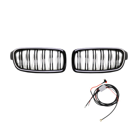 LED Doppelstreben Hochglanz Schwarz Grill passend für BMW 3er F30 F31 2012-2019