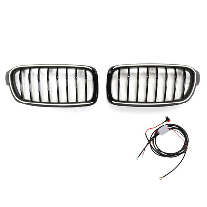 LED Einzelstreben Hochglanz Schwarz Grill passend für BMW 3er F30 2012-2019