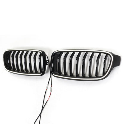LED Einzelstreben Hochglanz Schwarz Grill passend für BMW 3er F30 2012-2019