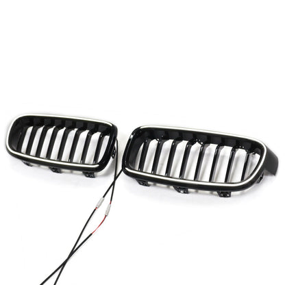 LED Einzelstreben Hochglanz Schwarz Grill passend für BMW 3er F30 2012-2019