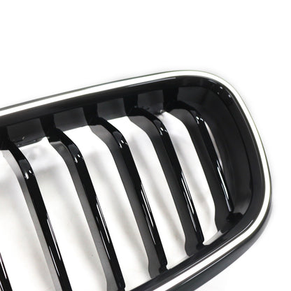LED Einzelstreben Hochglanz Schwarz Grill passend für BMW 3er F30 2012-2019