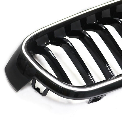 LED Einzelstreben Hochglanz Schwarz Grill passend für BMW 3er F30 2012-2019