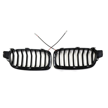 LED Einzelstreben Hochglanz Schwarz Grill passend für BMW 3er F30 2012-2019