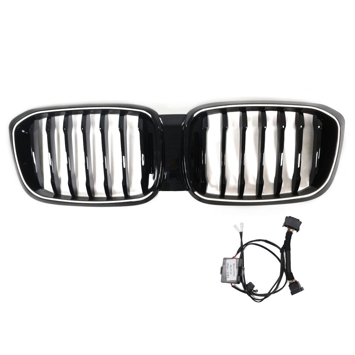 LED Einzelstreben Hochglanz Schwarz Grill passend für BMW X3 G01 2018-2021