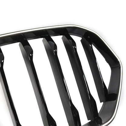 LED Einzelstreben Hochglanz Schwarz Grill passend für BMW X6 G06 2019-2023