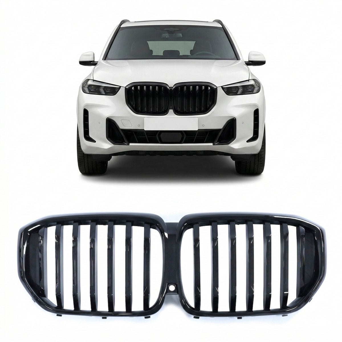 Einzelstreben Kühlergrill Hochglanz Schwarz passend für BMW X5 G05 LCI 2023-heute