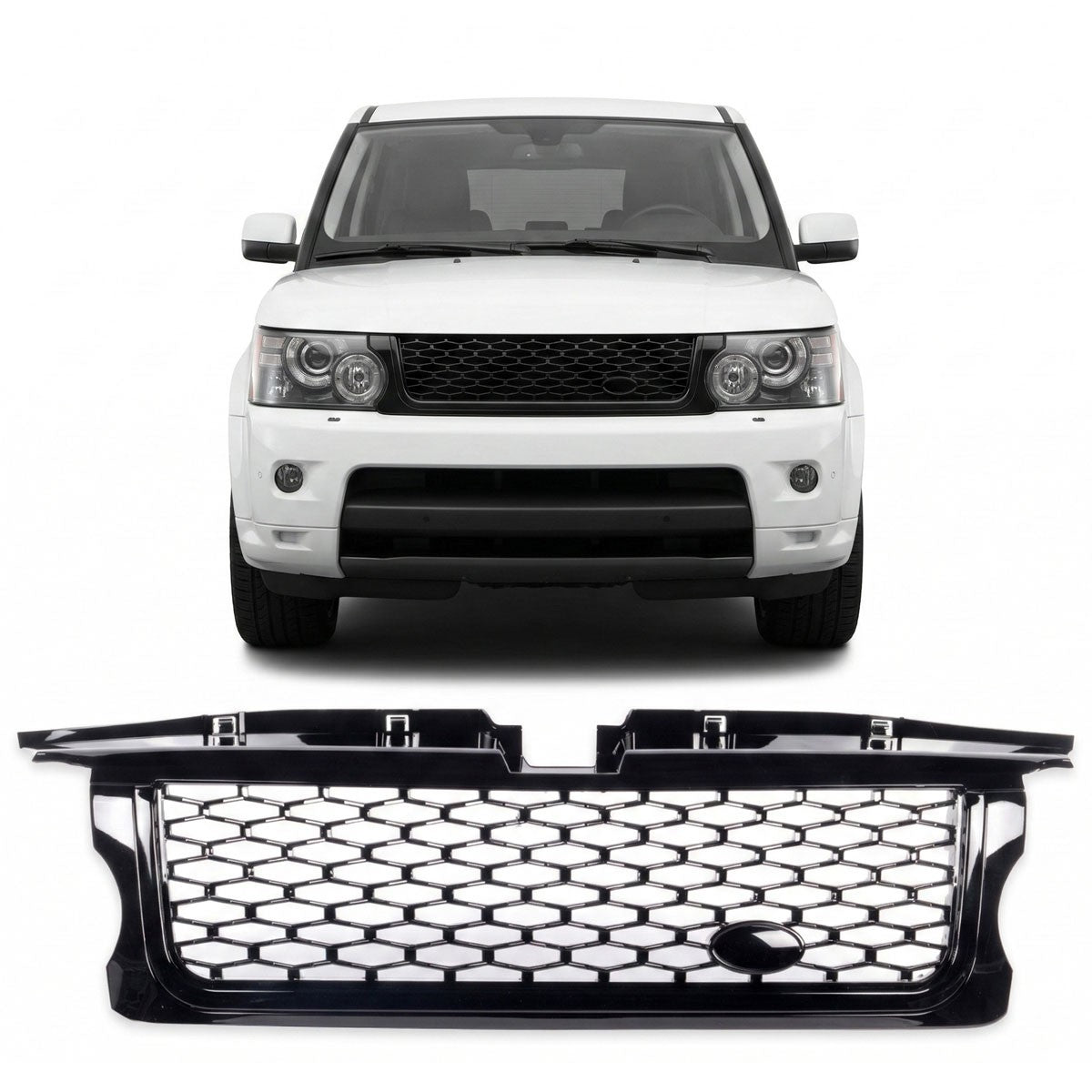 Kühlergrill Hochglanz Schwarz passend für Range Rover Sport (L320) 2005-2009