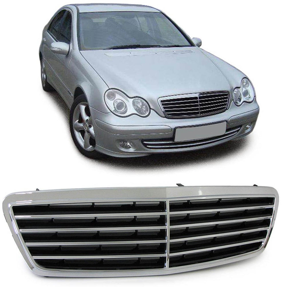 Kühlergrill 4 Lamellen Chrom MERCEDES C-Klasse W203 Limousine T-Modell 2000-2007