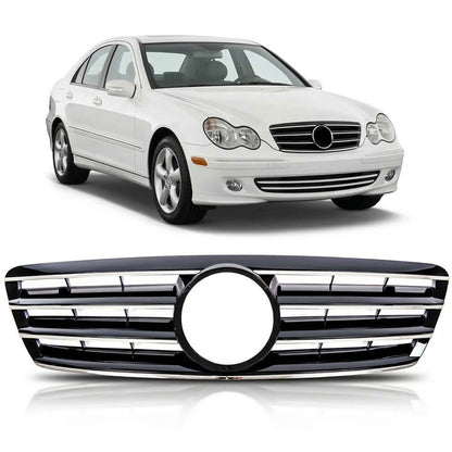 Frontgrill Chrom & Schwarz 4S passend für Mercedes C-Klasse W203 2000-2007