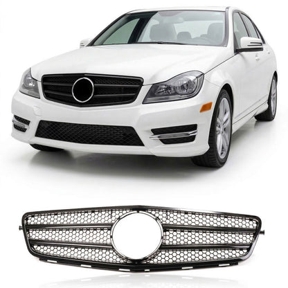Hochglanz Schwarz Frontgrill passend für Mercedes C-Klasse W204 S204 2007-2011