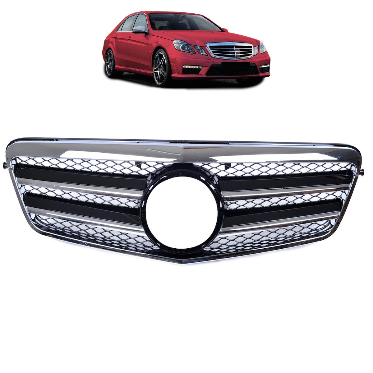 Frontgrill Chrom & Schwarz passend für Mercedes E-Klasse W212 2009-2013
