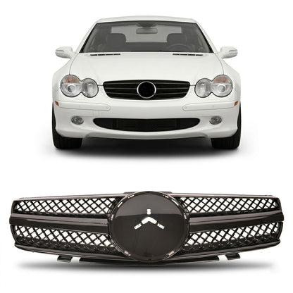Kühlergrill Hochglanz Schwarz passend für Mercedes SL R230 2001-2006