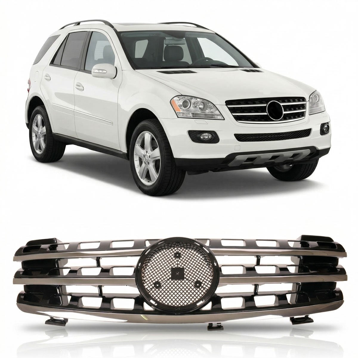 Chrom & Schwarz Grill passend für Mercedes M-Klasse W164 2005-2008