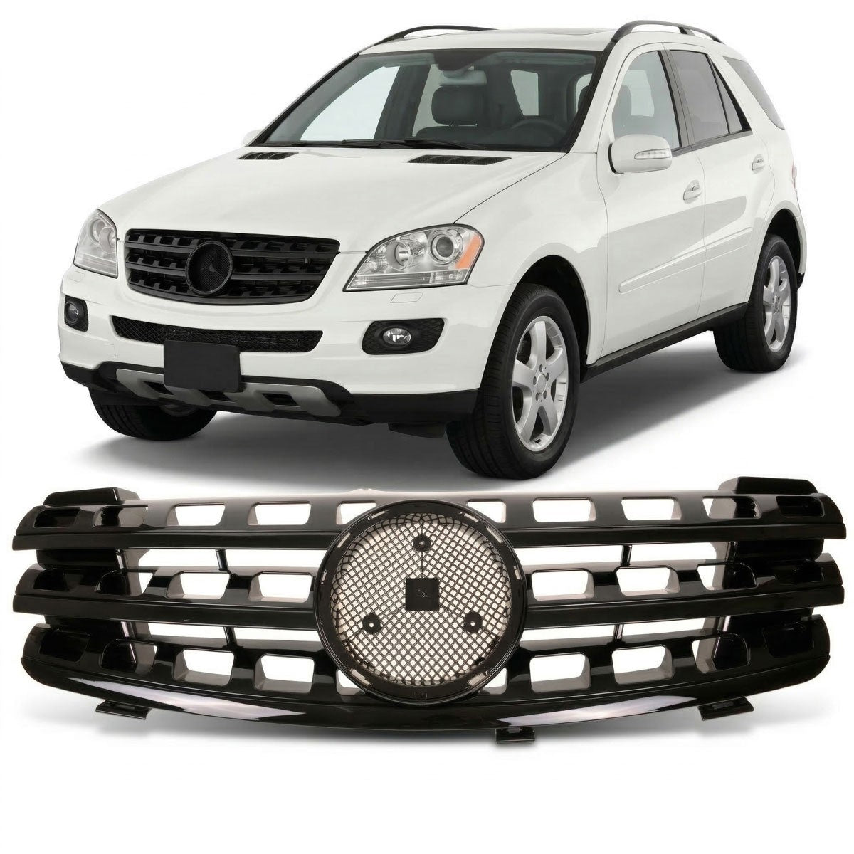 Sportgrill ganz Hochglanz Schwarz passend für Mercedes M-Klasse W164 2005-2008