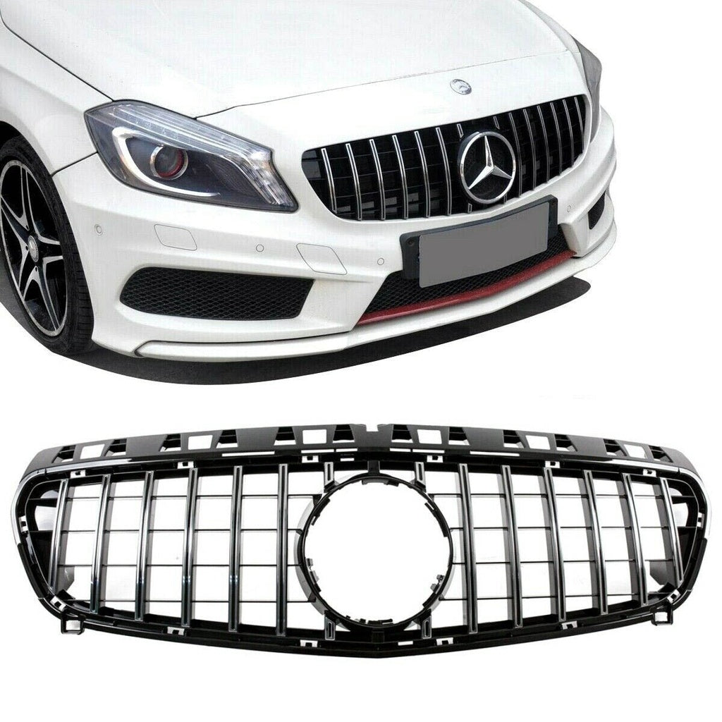 Sport Kühlergrill GT Chrom Schwarz für MERCEDES A-Klasse W176 Pre-Facelift 2012-2015