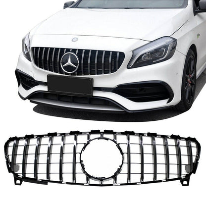Sport Kühlergrill GT Chrom Schwarz für Mercedes A-Klasse W176 Facelift 2015-2018 Panamericana