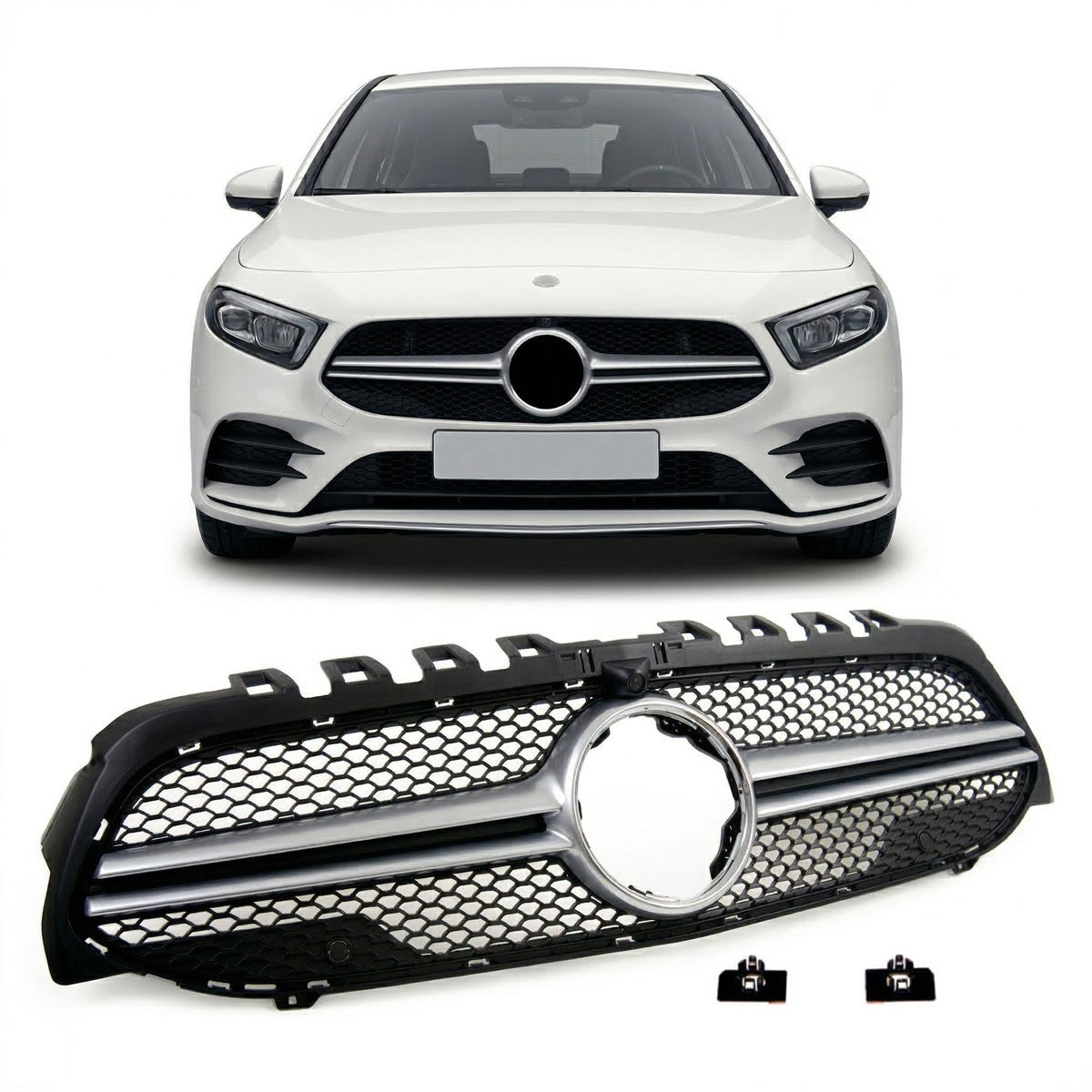 Silberner Kühlergrill passend für Mercedes A-Klasse W177 V177 2018-2023
