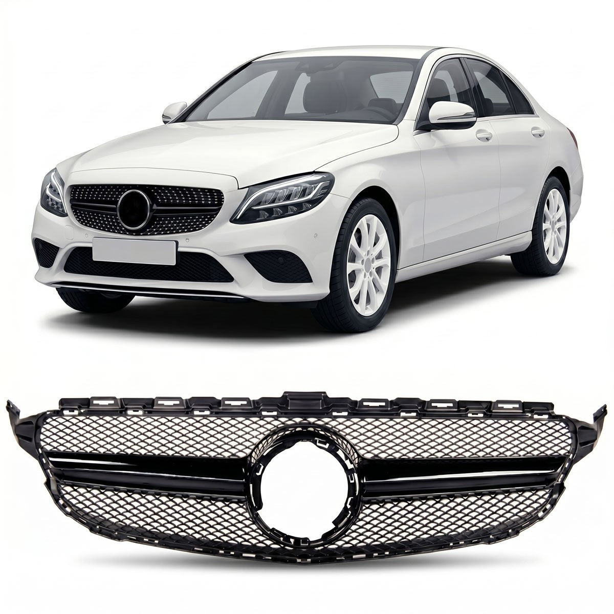 Frontgrill Schwarz passend für Mercedes C-Klasse W205 2018-2021