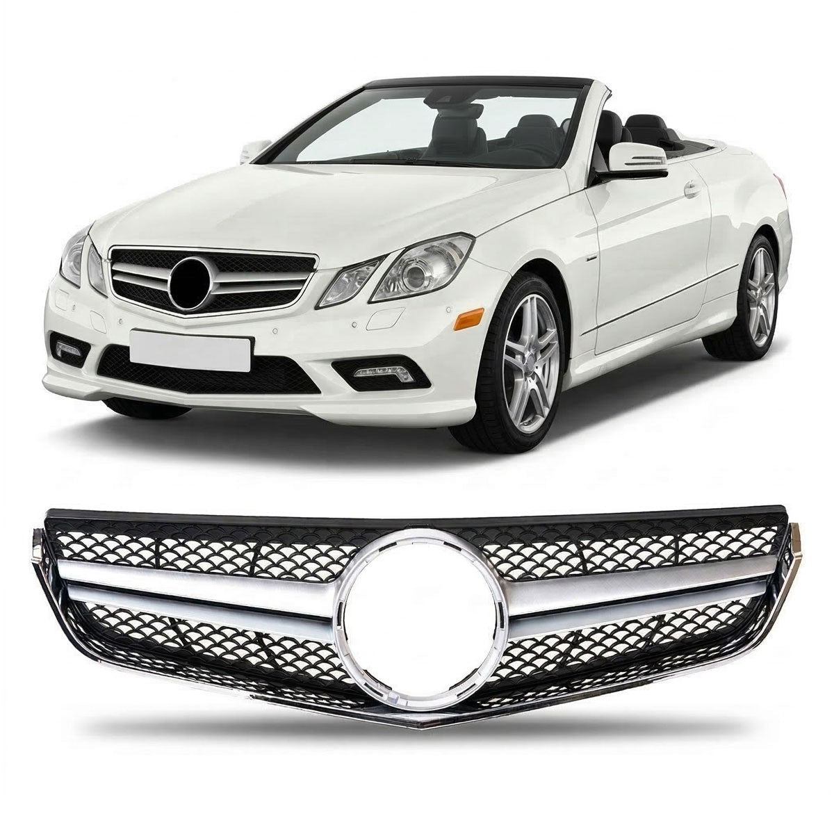 Sportgrill Silber passend für Mercedes E-Klasse C207 Coupé Cabrio 2009-2013