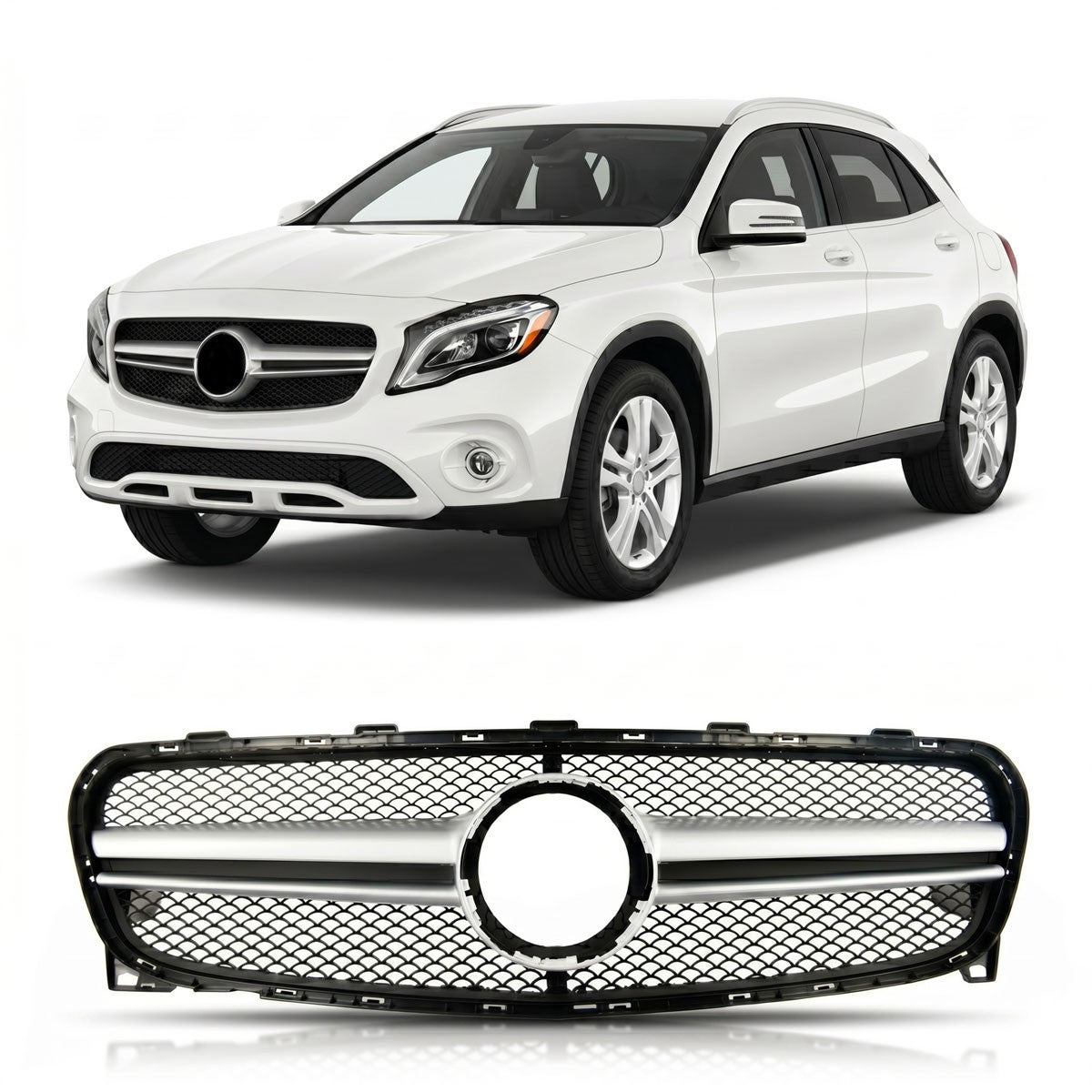 Frontgrill Silber passend für Mercedes GLA X156 2017-2019