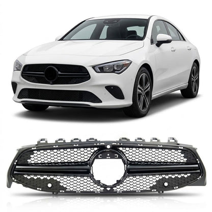 Kühlergrill Hochglanz Schwarz passend für Mercedes CLA C118 X118 2019-2024 Kamera