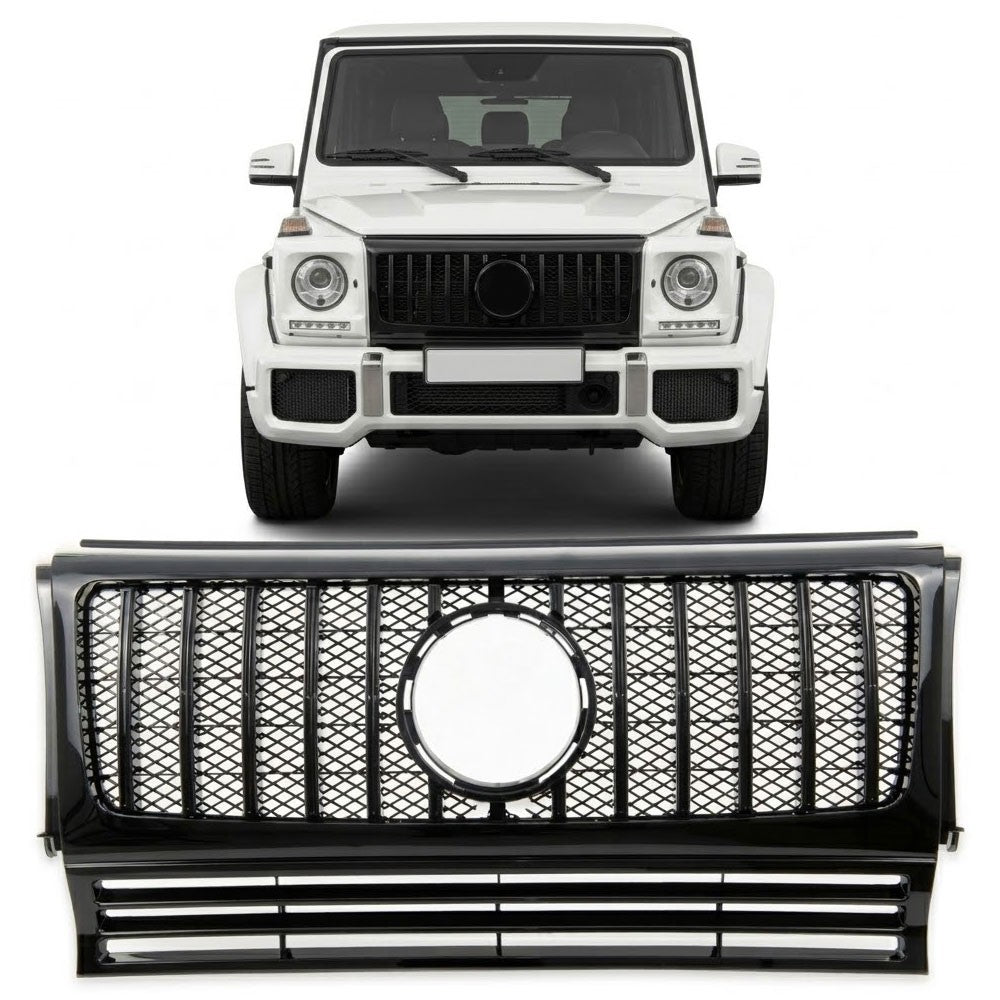 Frontgrill Hochglanz Schwarz passend für Mercedes G-Klasse W463 1990-2018