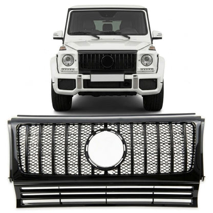Frontgrill Hochglanz Schwarz passend für Mercedes G-Klasse W463 1990-2018