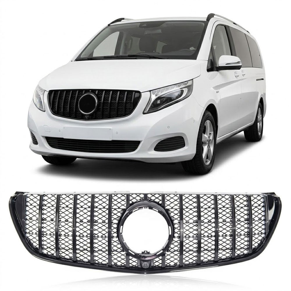 Hochglanz Schwarz GT-Grill passend für Mercedes V-Klasse W447 2014-2019