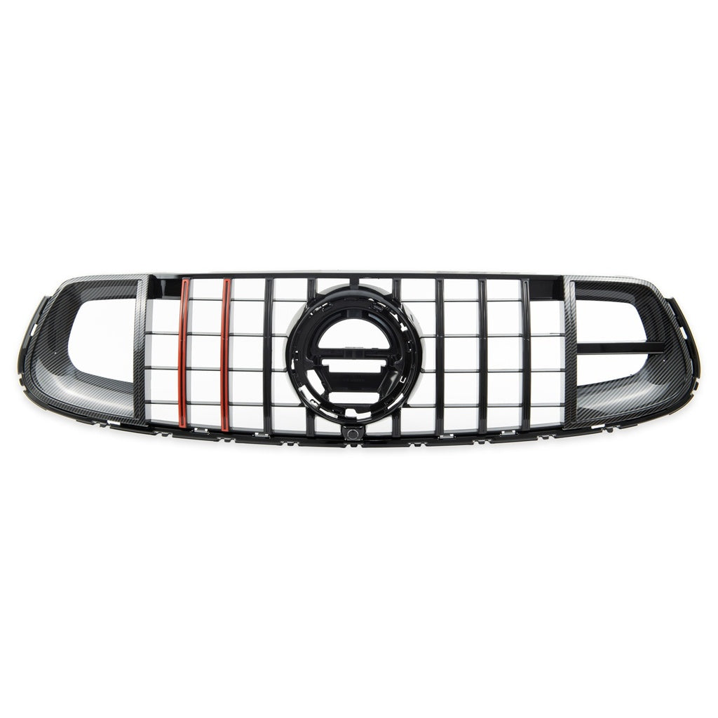 Kühlergrill Panamericana GT Carbon Look Rote Streifen Mercedes GLC X253 C253 SUV Coupé Facelift 2019-2022 AMG-Line