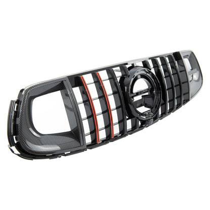 Kühlergrill Panamericana GT Carbon Look Rote Streifen Mercedes GLC X253 C253 SUV Coupé Facelift 2019-2022 AMG-Line