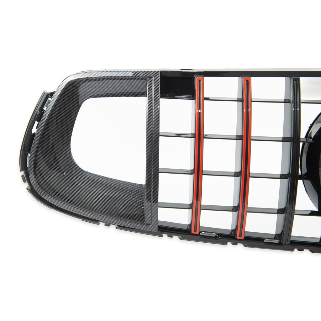 Kühlergrill Panamericana GT Carbon Look Rote Streifen Mercedes GLC X253 C253 SUV Coupé Facelift 2019-2022 AMG-Line