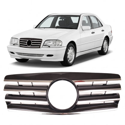 Chrom & Schwarz Frontgrill passend für Mercedes C-Klasse W202/S202 1993-2000