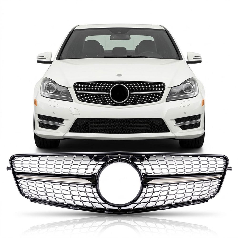 Frontgrill Schwarz mit Punkten passend für Mercedes C-Klasse 2007-2015