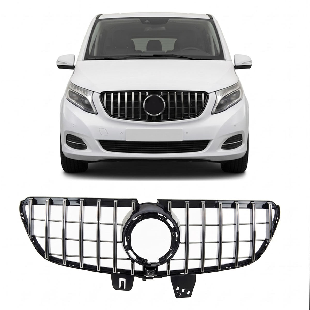 Chrom & Schwarz Sportgrill passend für Mercedes V-Klasse W447 2019-2024