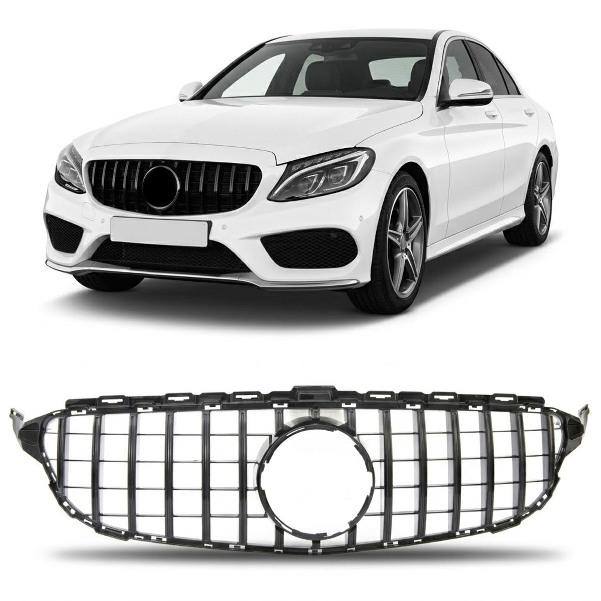 GT Hochglanz Schwarz Frontgrill passend für Mercedes C-Klasse W205 2014-2018