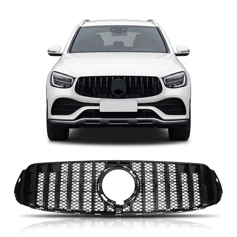 Hochglanz Schwarz Panamericana GT Kühlergrill passend für Mercedes GLC X253 C253 2020-2023