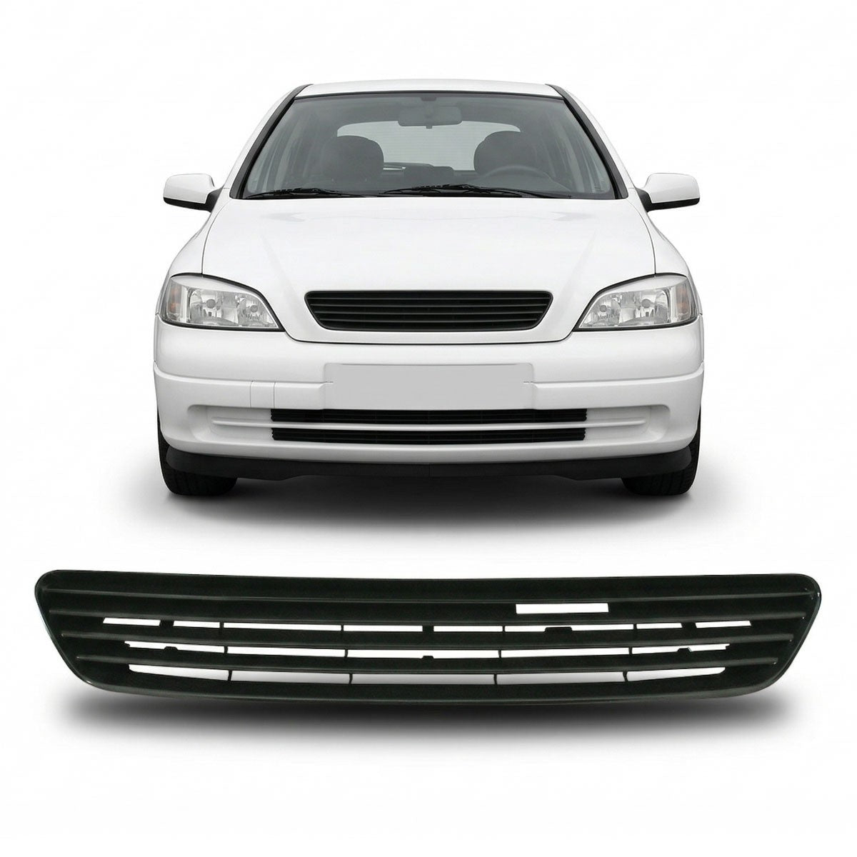 Emblemloser schwarzer Kühlergrill passend für Opel Astra G 1997-2004