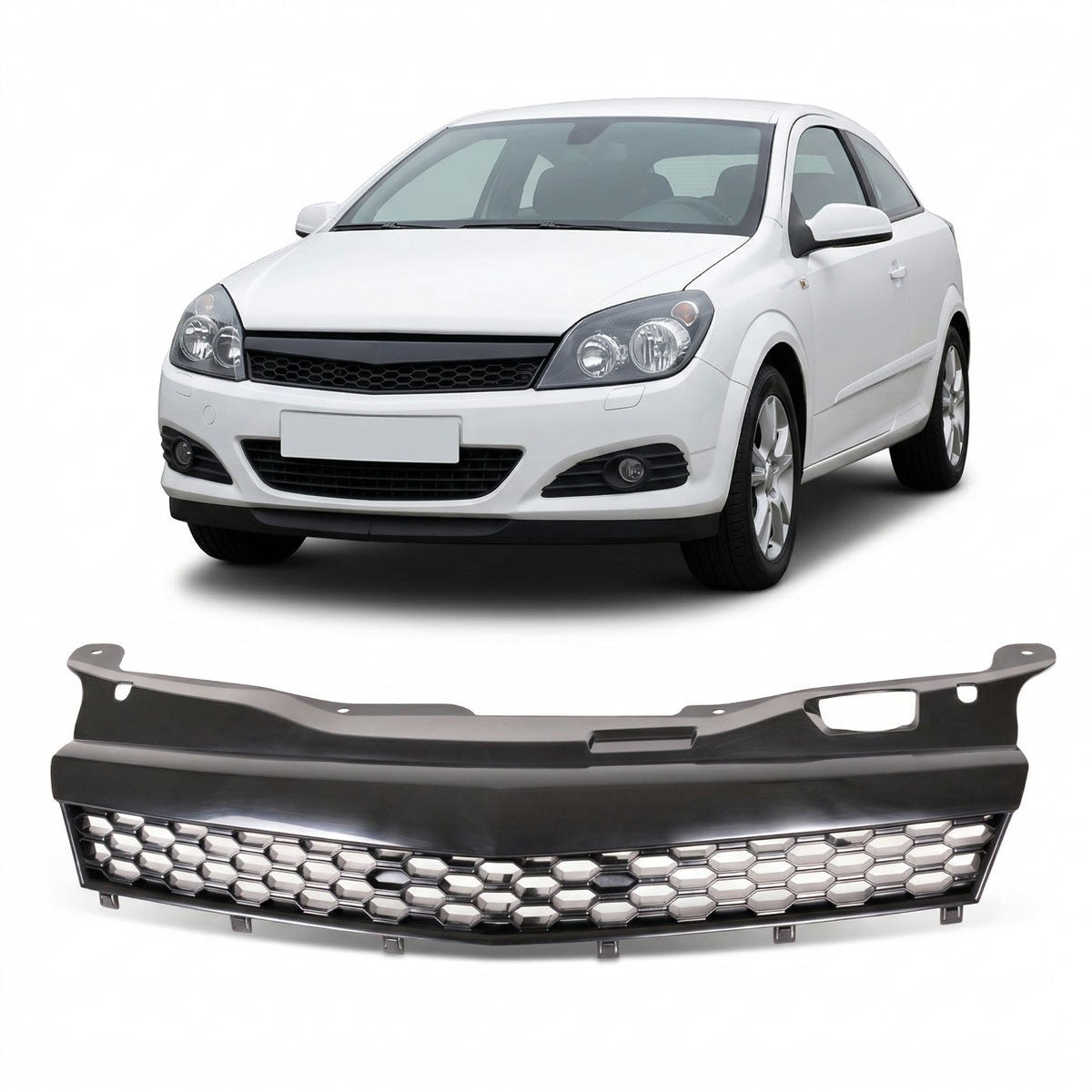Kühlergrill ohne Emblem Mesh Schwarz passend für Opel Astra H 2004-2007