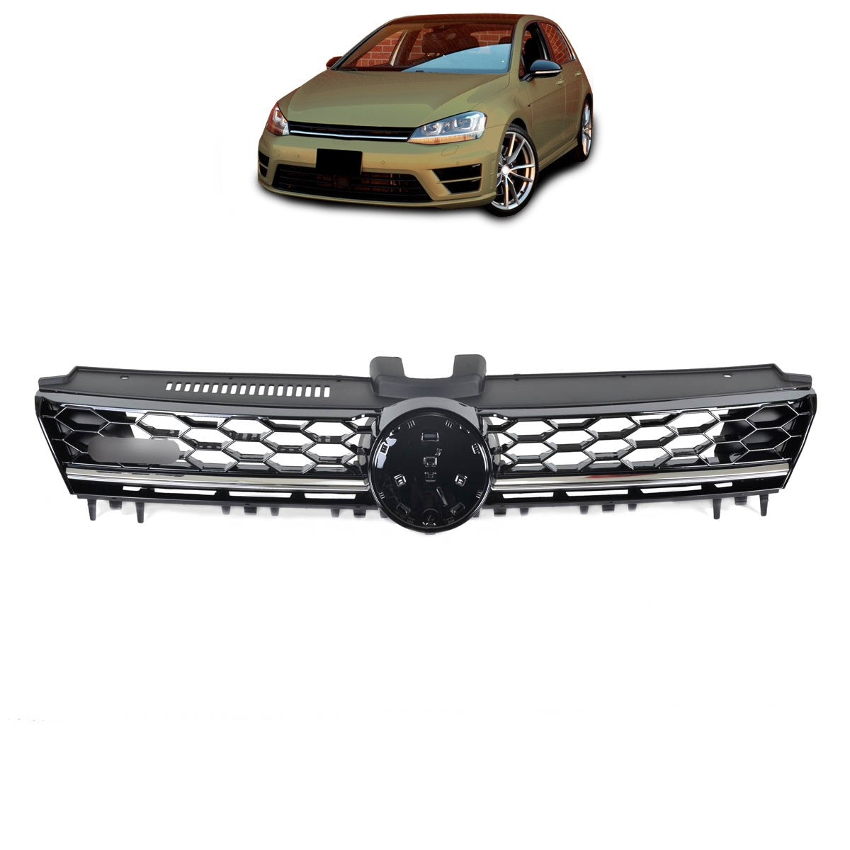 Kühlergrill Schwarz & Chrom passend für VW Golf 7 2012-2017 GTD