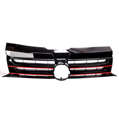 Frontgrill Hochglanz Schwarz mit roten Streifen passend für VW Transporter T5.1 2009-2015
