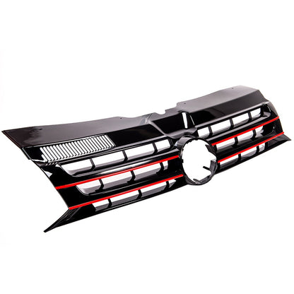 Frontgrill Hochglanz Schwarz mit roten Streifen passend für VW Transporter T5.1 2009-2015