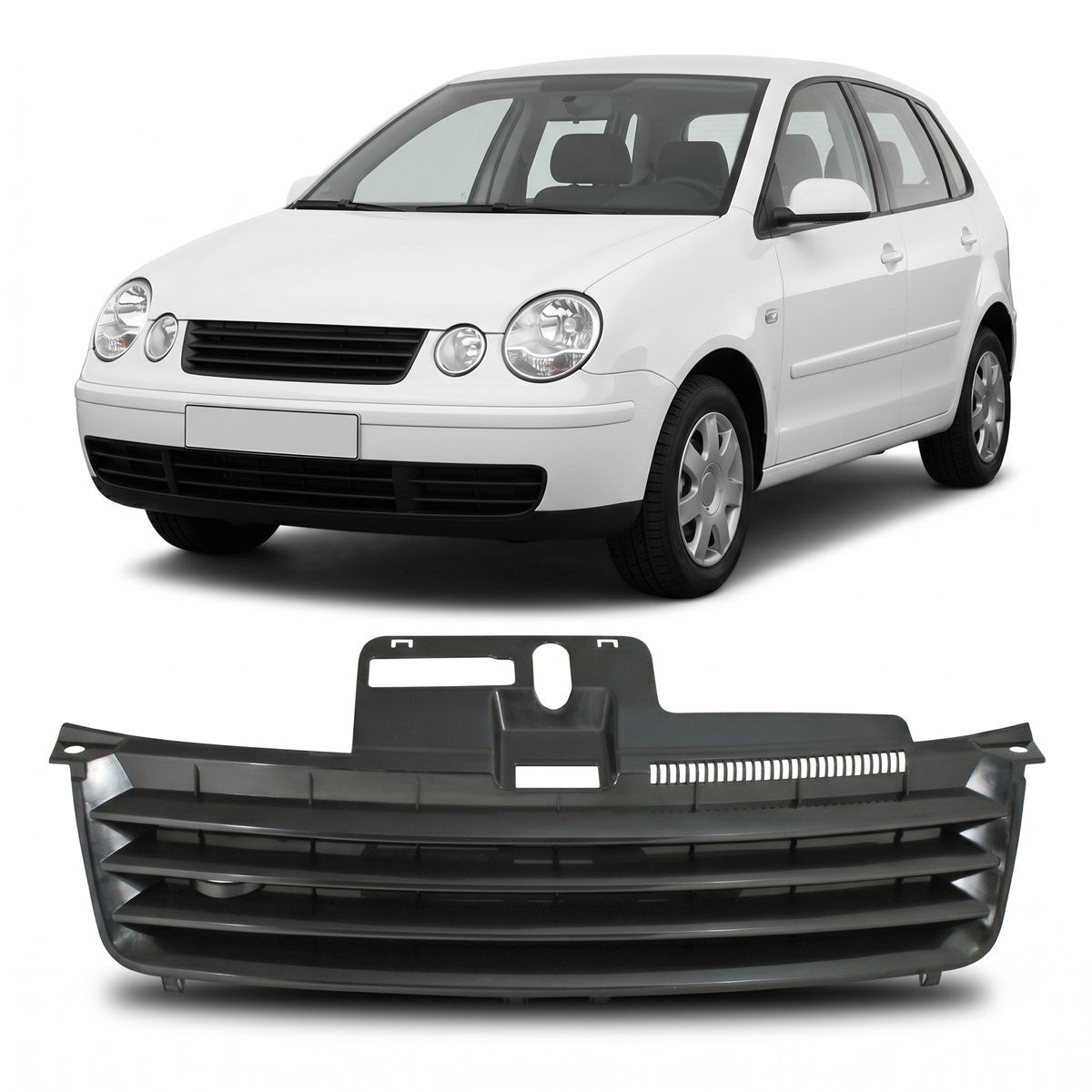 Kühlergrill ohne Emblem Schwarz passend für VW Polo 9N 2001-2005