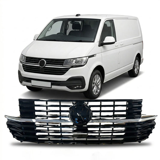 Kühlergrill Hochglanz Schwarz mit Chrom passend für VW T6.1 Transporter