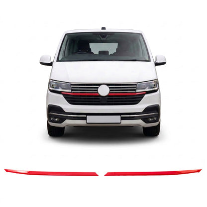 Kühlergrill Akzente langes Set Rot passend für VW T6.1 Transporter Multivan 19-24