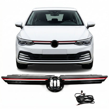 Kühlergrill mit LED Tagfahrlicht Rotem Streifen passend für VW Golf 8 2019-2024