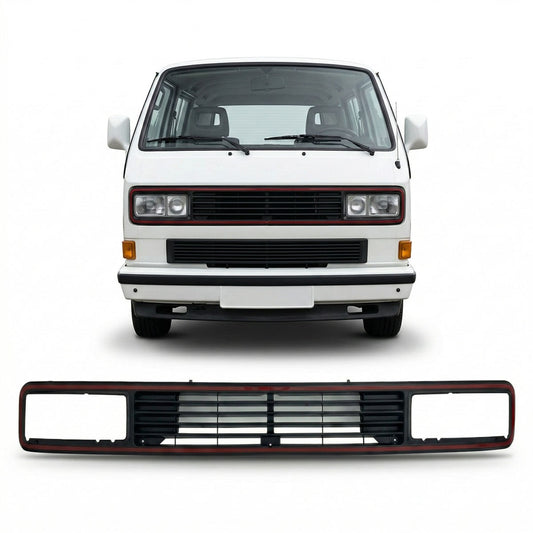 Front Grill ohne Emblem mit rotem Rand passend für Volkswagen T3 1979-1992
