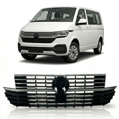Kühlergrill Hochglanz Schwarz mit 5 Chromleisten passend für VW T6.1 2019-2024